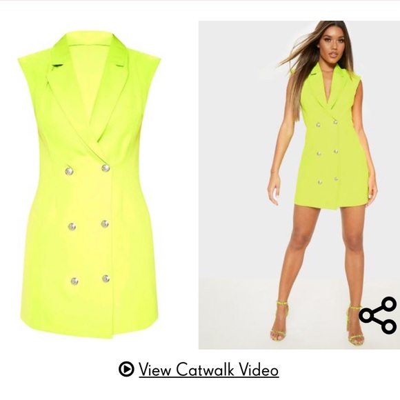 PrettyLittleThing Dresses & Skirts - Neon yellow lime Blazer dress